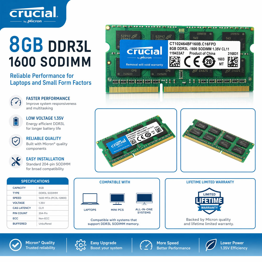 Crucial DDR3 DDR3L ラップトップメモリ​​ - Khadas Vim4 8Gb のレビューと価格
